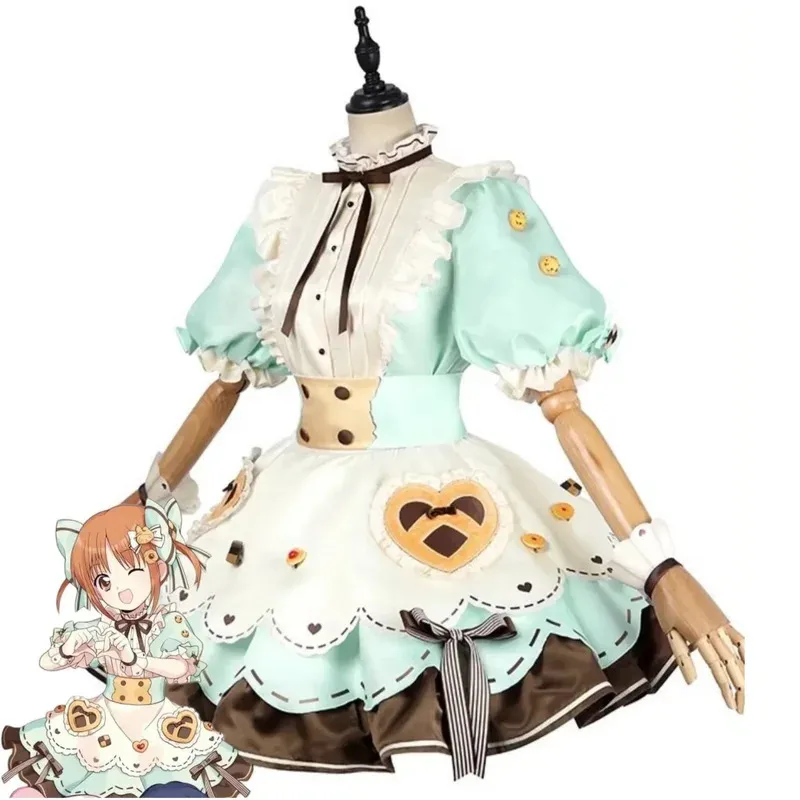 Anime Shugo Chara Yuiki Yaya Cosplay Costume Ace Green Lolita Skirt Shirt Top Wig Adult Woman Kawaii Christmas Carnival Suits;3, view 3