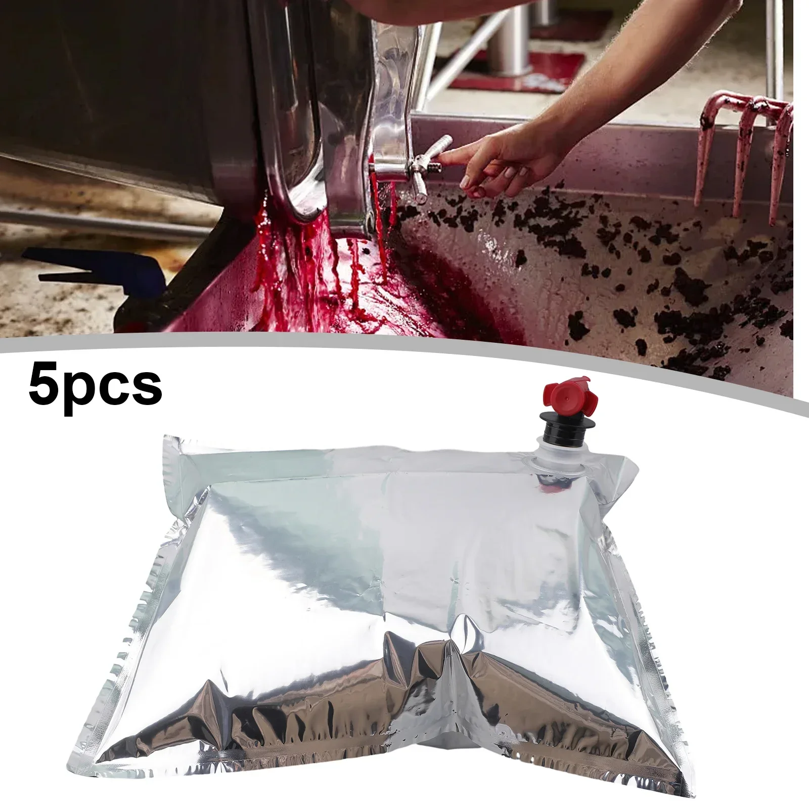 5pcs 5L Bag-In-Box With Butterfly Tap Aluminum-Foil BIB Bag Replacement For Bag In Box Drinks Container Beer Juice Wine Dispense