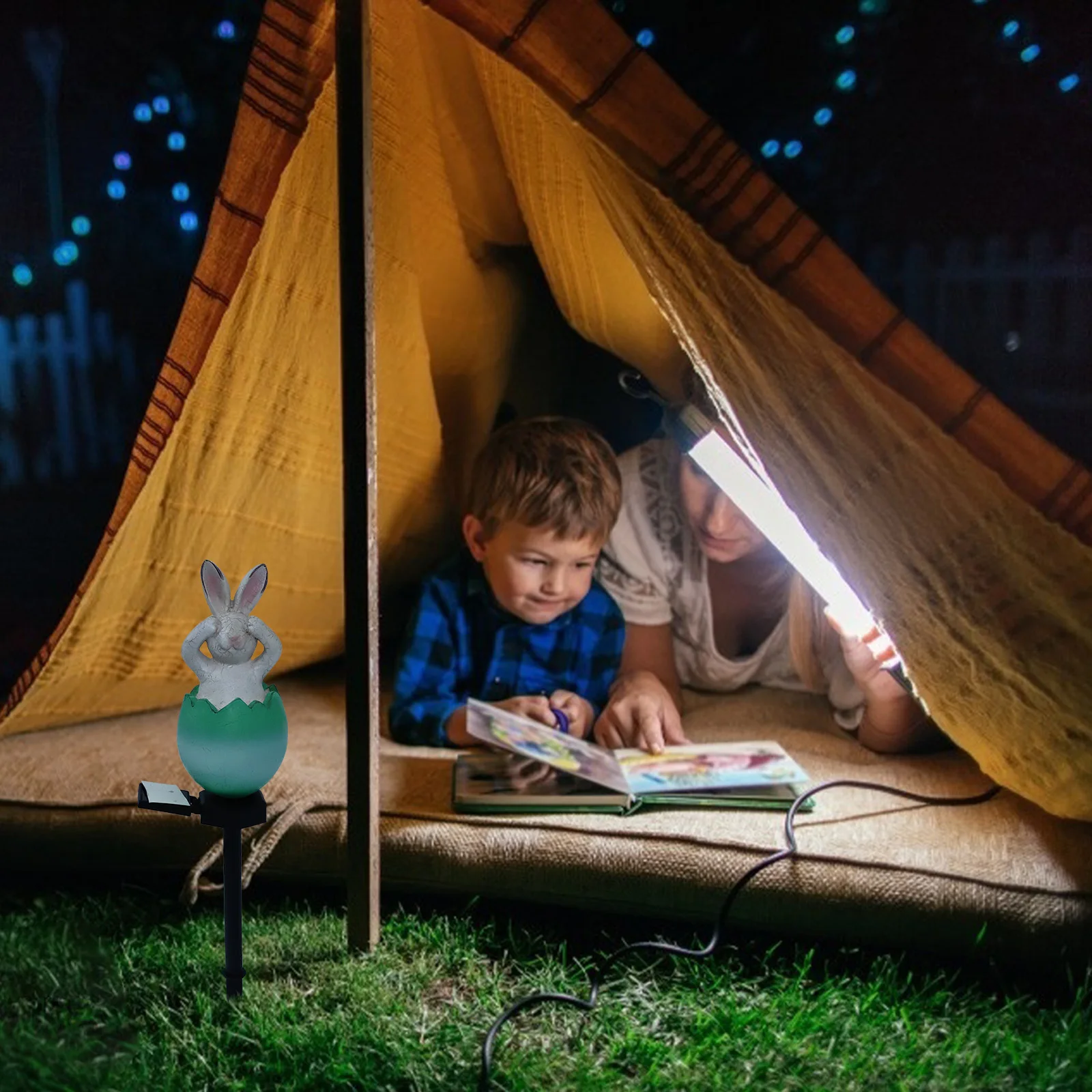 

Солнечная лампа в виде кролика, садовая лампа с кроликом, автоматическое ночное свечение, наружное ландшафтное освещение для двора, школы, пасхального декора