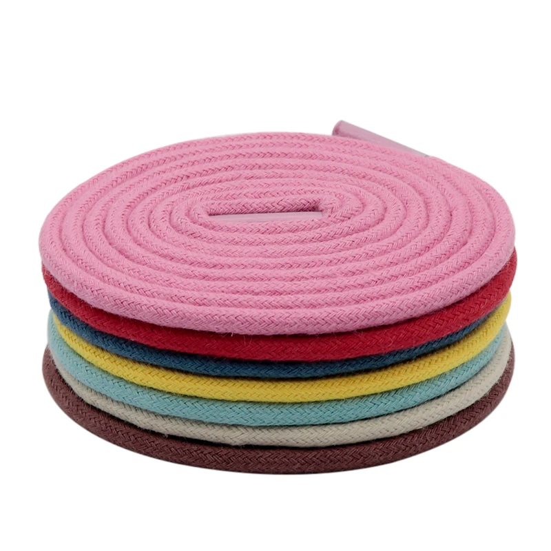 Weiou Laces Store 5MM Round Shape Waterproof Yellow/Red Girl's Swimming Waist 100% Cotton Waxed Easy Rope For Woman Sneaker Boot