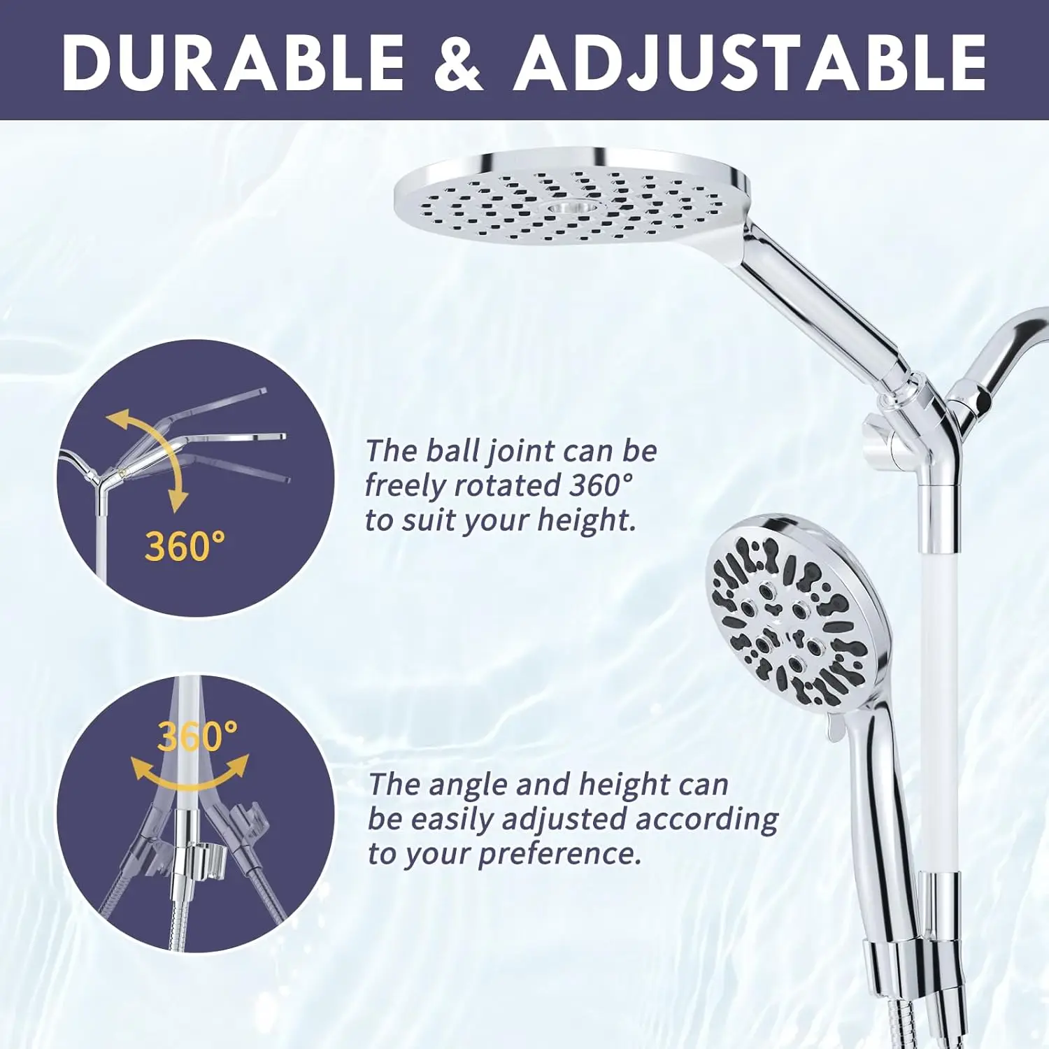 Modern Dual Shower Head with Handheld Spray, 7.5