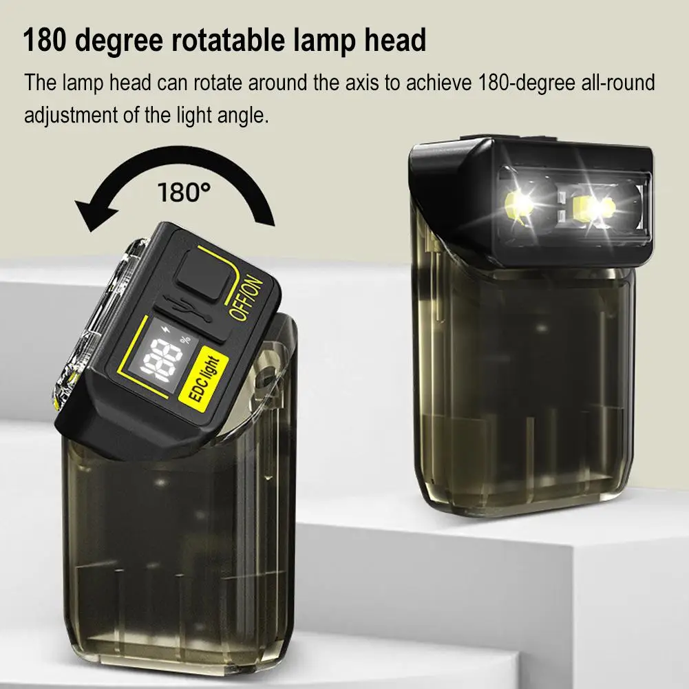 Imagem -03 - Mini Chaveiro Lanterna Led Tocha Portátil Edc Usb Recarregável Luz de Trabalho com Ímã Bateria Embutida Lanterna de Bolso de Acampamento