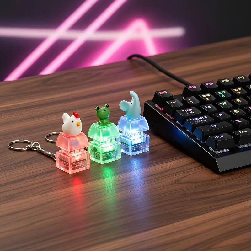 Cute Cartoon Animal Light Up Keychain Press Activated LED Adorable Design Ideal For Backpack Decor Kids Party Gifts