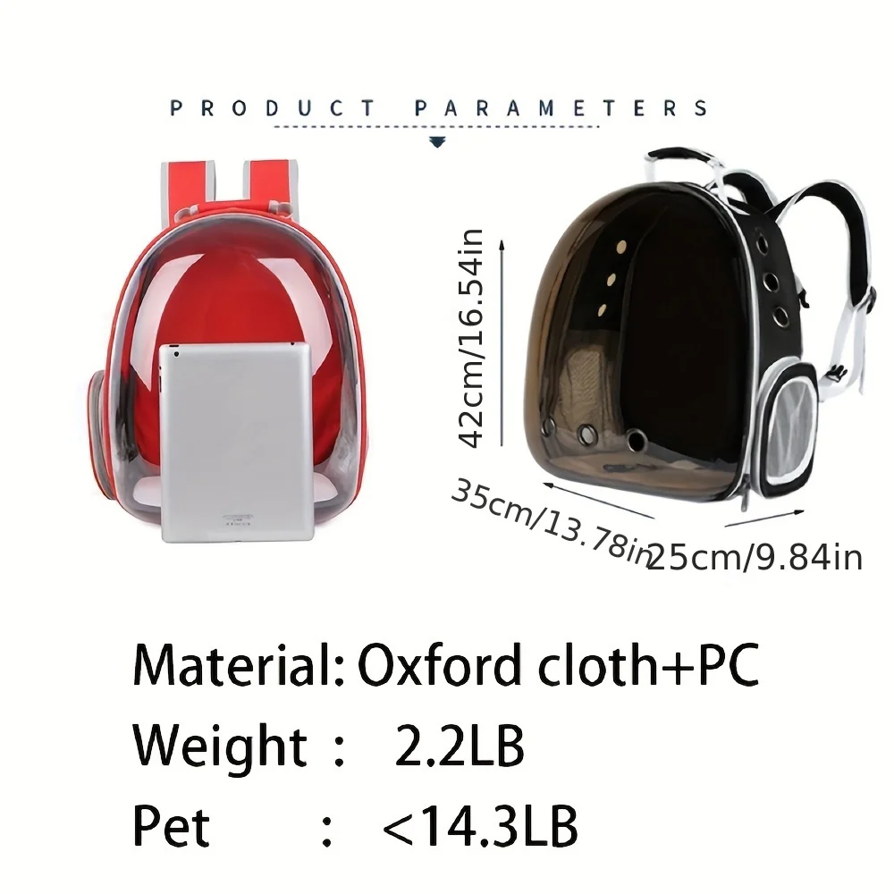 Pet Cat Carrier Backpack Breathable Portable Transparent Space Capsule for Small Animal Puppy Dog Outdoor Travel Bag