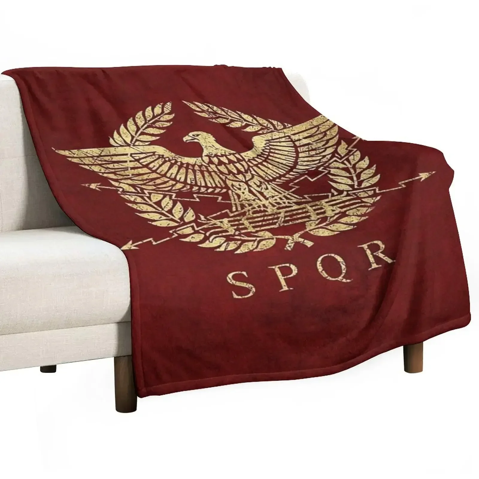 

Roman Empire Emblem - Vintage Gold Throw Blanket Decorative Beds Sofas Blankets