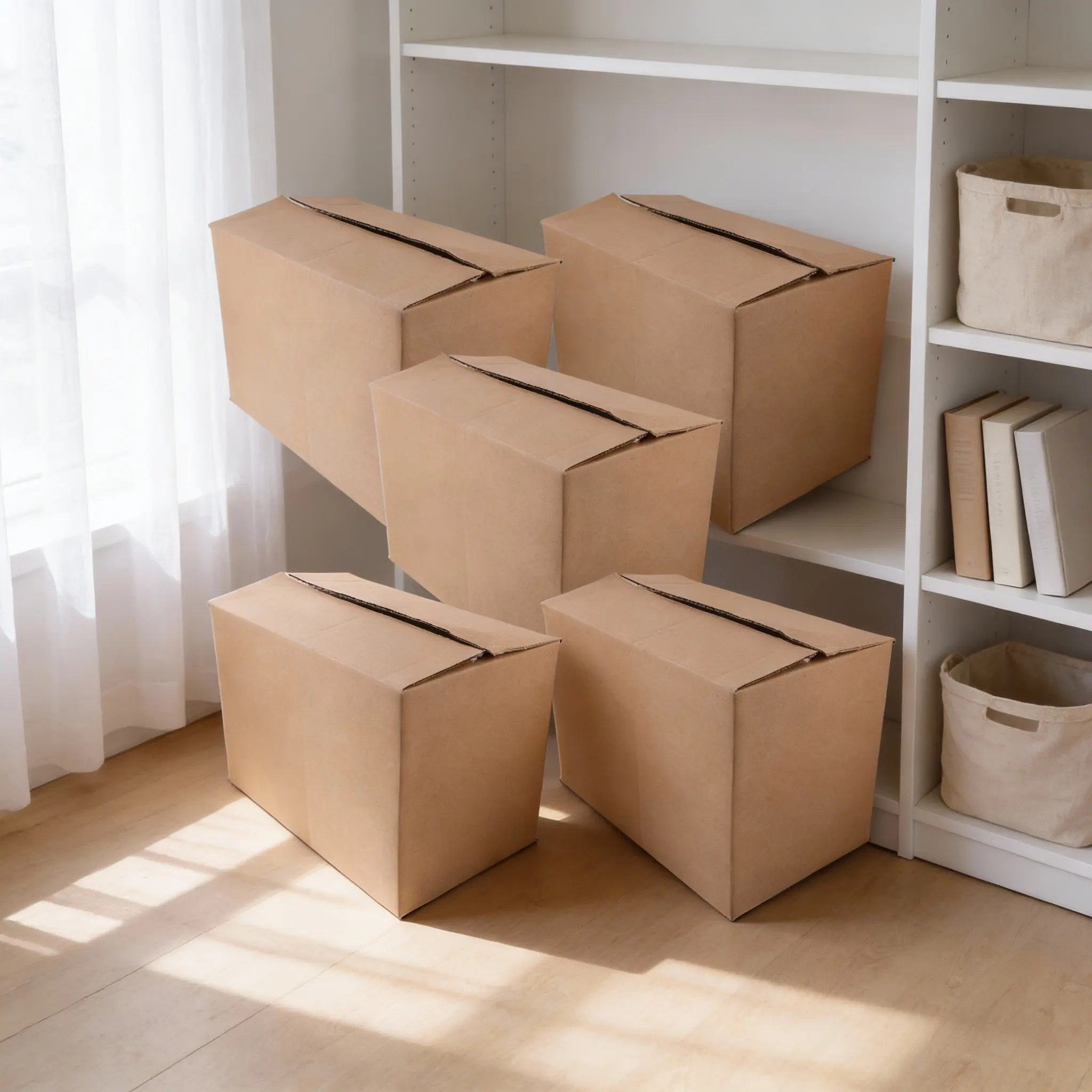 

5Pcs Corrugated Paper Shipping Boxes Sturdy Foldable Packing Cartons for Moving Storage Use Cardboard Boxes Storage Cartons