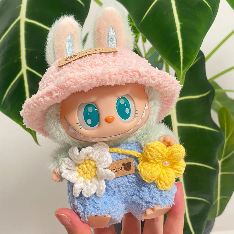 

In Stock For 17cm Labubu Anime Peripherals Clothes Sitting Posture Labubu Oneday In Spring Suit Stand Up Top Pants Suit Toy Gift