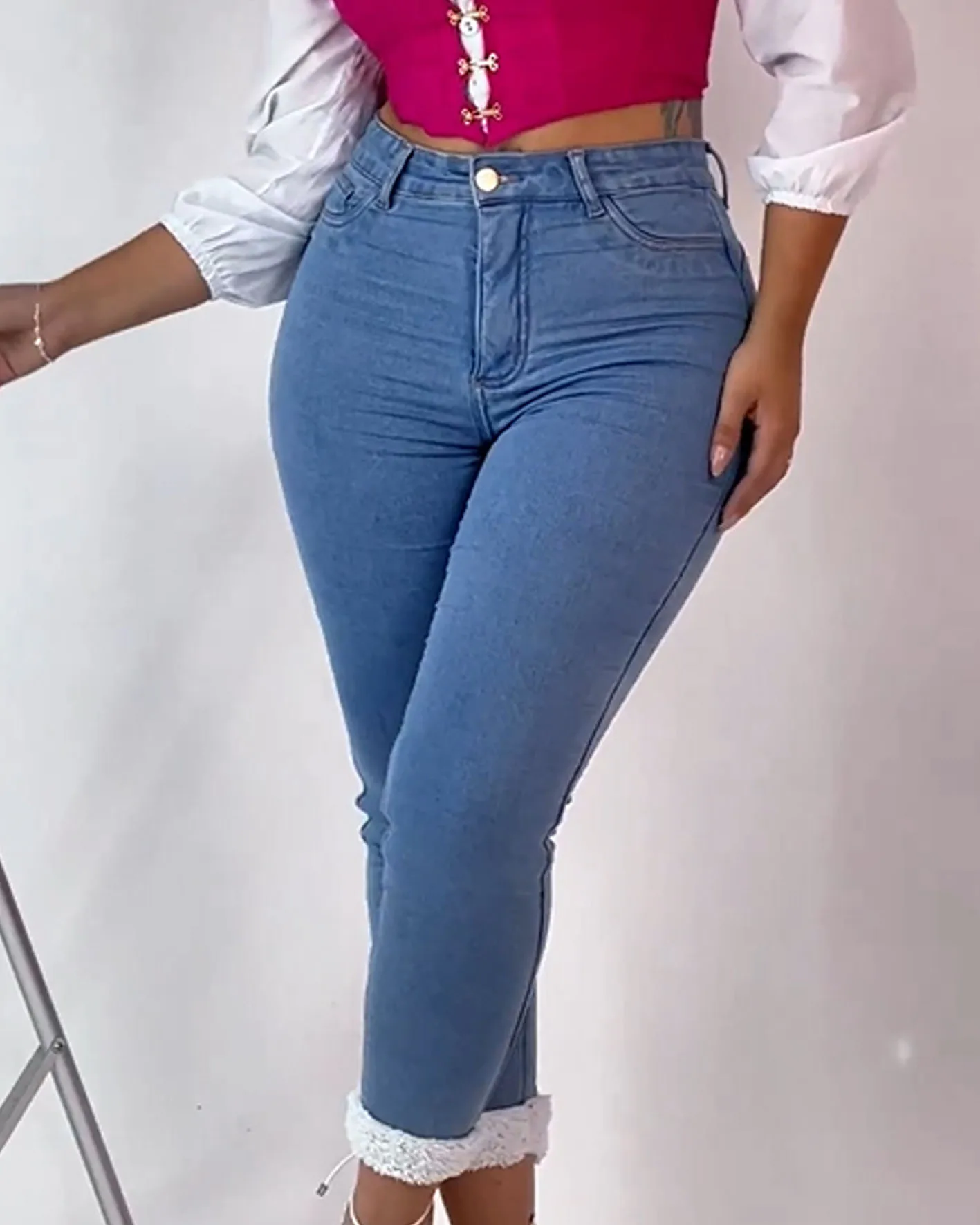 High-waist Stretch Slim-fit Shaping Jeans Ultimate hip to sexy figure women's long denim jeans