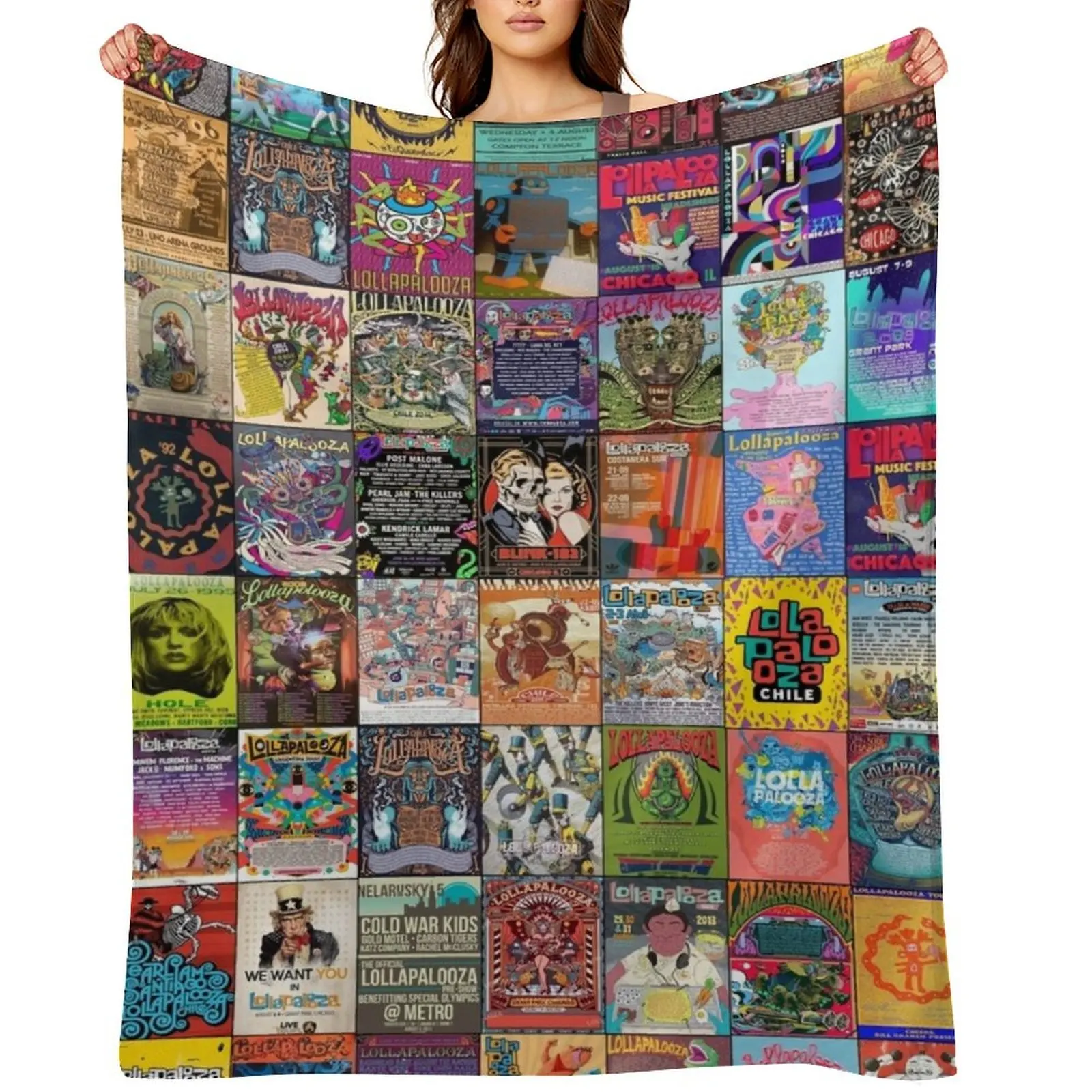 

Lollapalooza Throw Blanket Flannel Fabric Travel Luxury Brand bed plaid Blankets