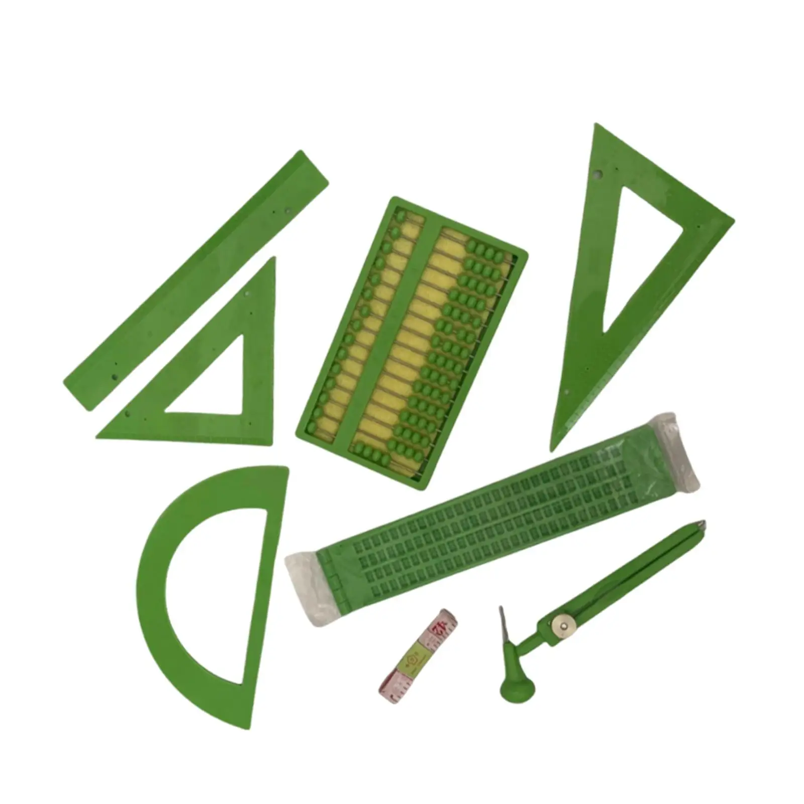 9 Pieces Generic Blind Triangle Ruler Set Sturdy Teaching Supplies Tactile Measuring Tool for Classroom Office School People