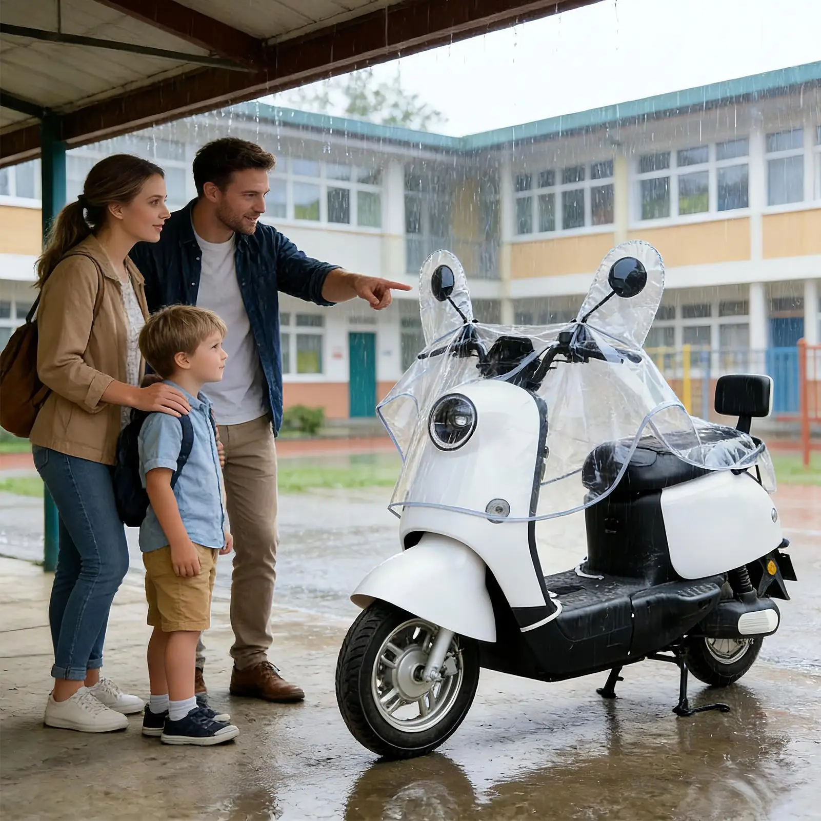 Electric Bike Front Rain Cover Folding Waterproof Transparent Electric Bike Rain Protector Windproof Jacket For Adults Men Daily
