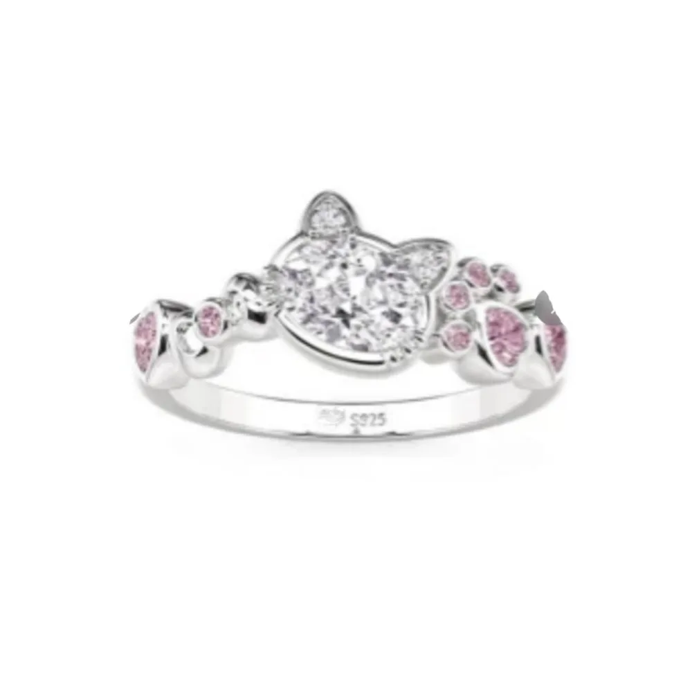Women's 925 Sterling Silver Cat Flower Butterfly Ring