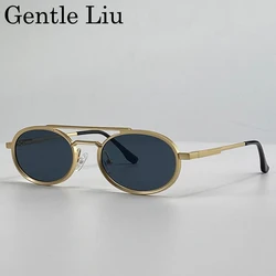 Steampunk Oval Sunglasses Women Men 2026 Luxury Brand Small Frame UV400 Outdoor Eyewear For Ladies Punk Double Beam Sun Glasses