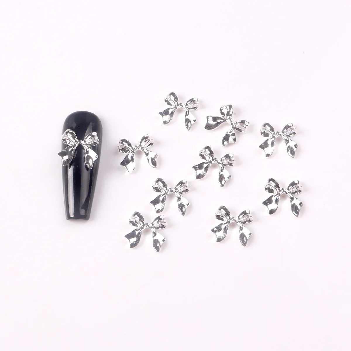 10 Stks/set Goud Zilveren Strikken Manicure Accessoires Nail Steentjes Nail Art Sieraden Strik Nagel Decoraties 3d Nail Art Boren