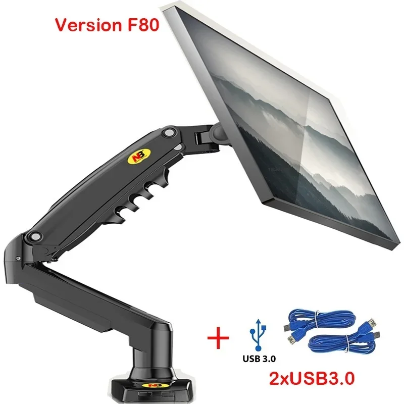 

2025 F80 Gas Spring 17-30 inch Desktop LED LCD Monitor Mount Holder Arm Ergonomic Gas Strut Flexi Mount Load 2~9kgs