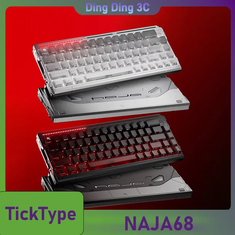 Teclado Mecânico TickType NAJA68 com Interruptor Magnético, Conexão com Fio, 8000Hz, 0.005mmRT, Teclado Gamer em Liga de Alumínio, Acessórios para PC