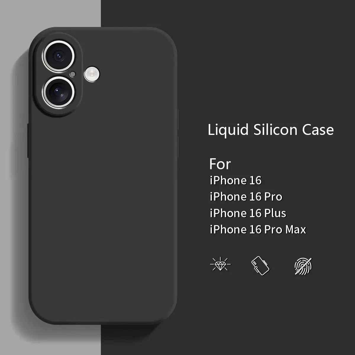 Für iPhone 16 Pro Max Flüssigsilikon-Schutzhülle für iPhone 16 Pro Max Plus stoßfeste Abdeckung