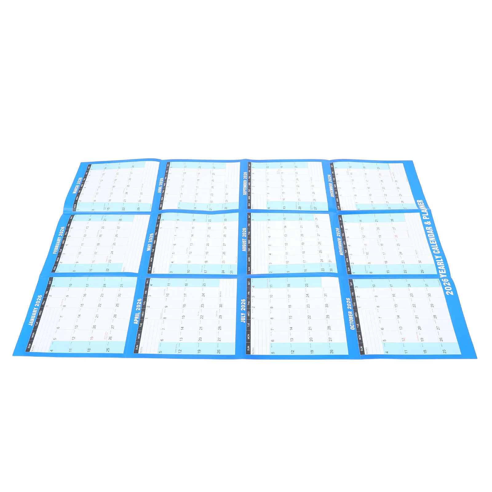 

2026 Wall Mounted Dry Erase Calendar Thick Paper Yearly Planner Office Home Classroom Foldable Wall Planner Mark