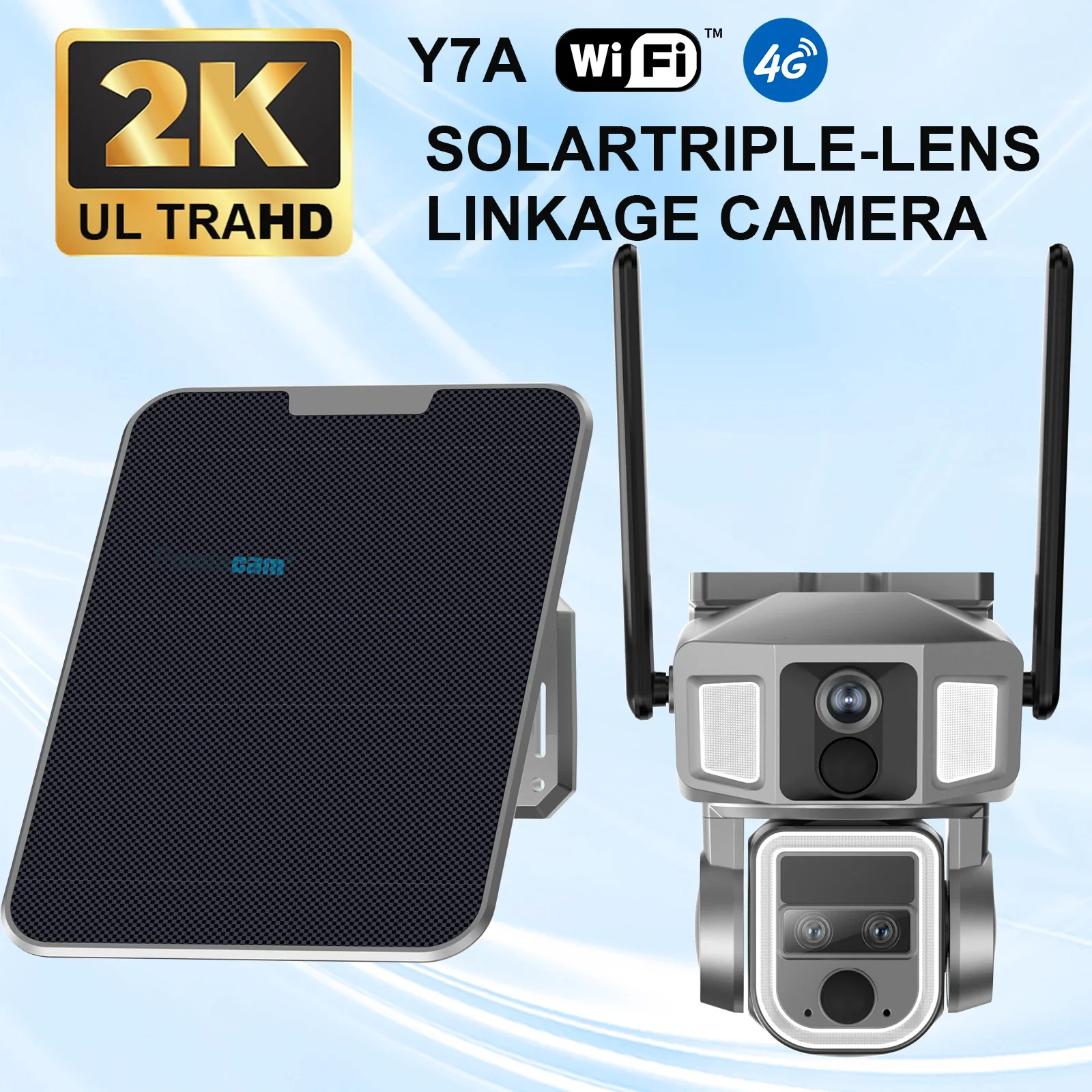 Feature-packed Solor Camera 4G & WIFI Dual Network 2K 4MP Night Vision Solar Panel Powered PTZ Camera  10X Optical Zoom