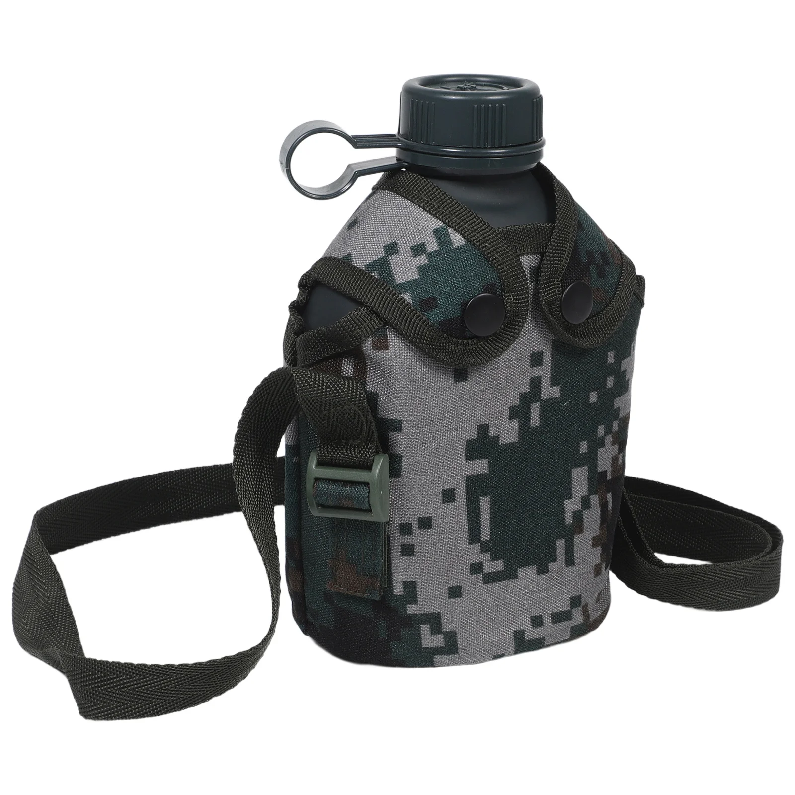 

Aluminium Outdoor Canteen Camouflage Design Portable Hiking Camping Water Bottle Shoulder Strap Durable Lightweight