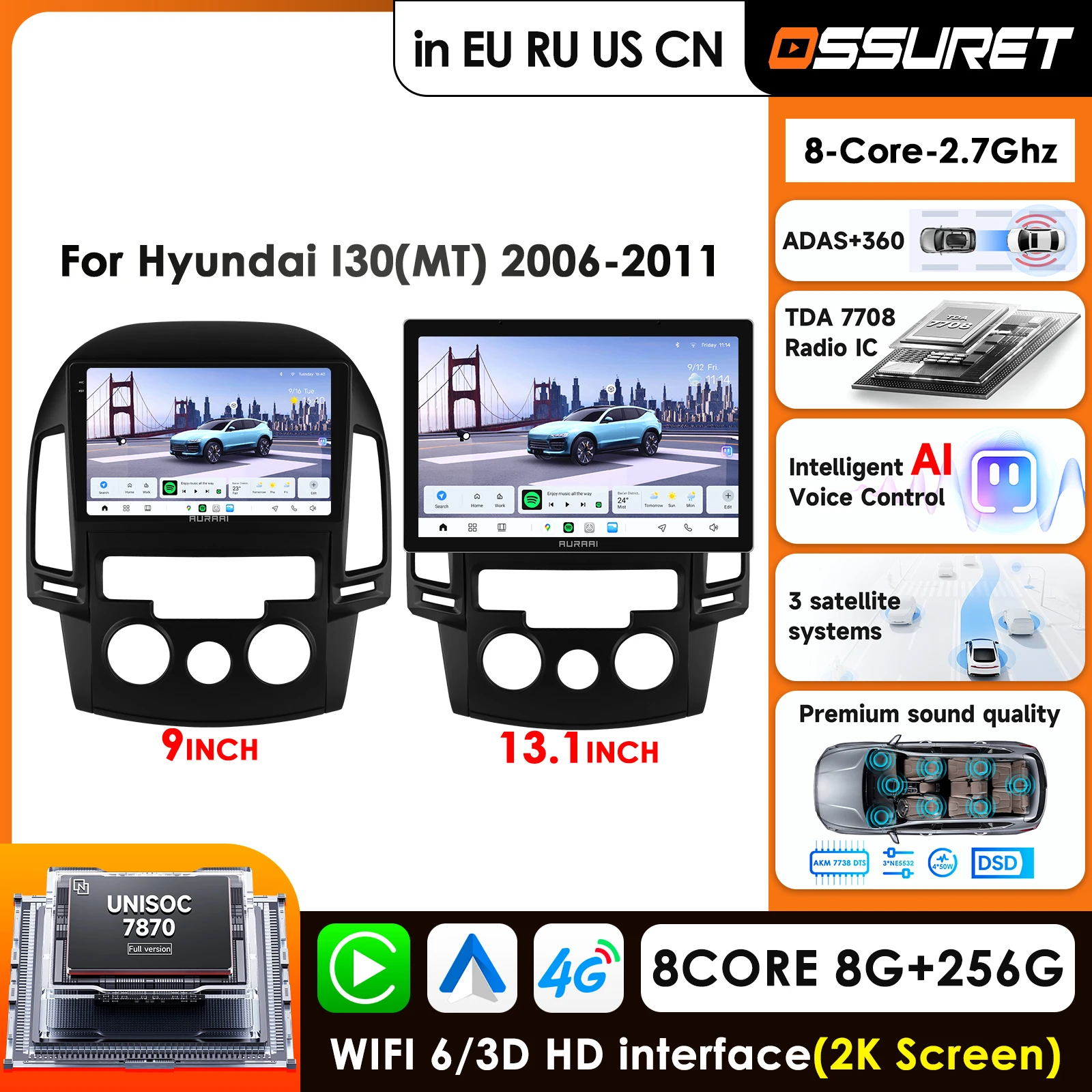 

Carplay 4G-LTE Carplay Android Car Radio for Hyundai I30 2006 - 2011 Auto Car Infotainment Multimedia Player GPS Auto Stereo RDS