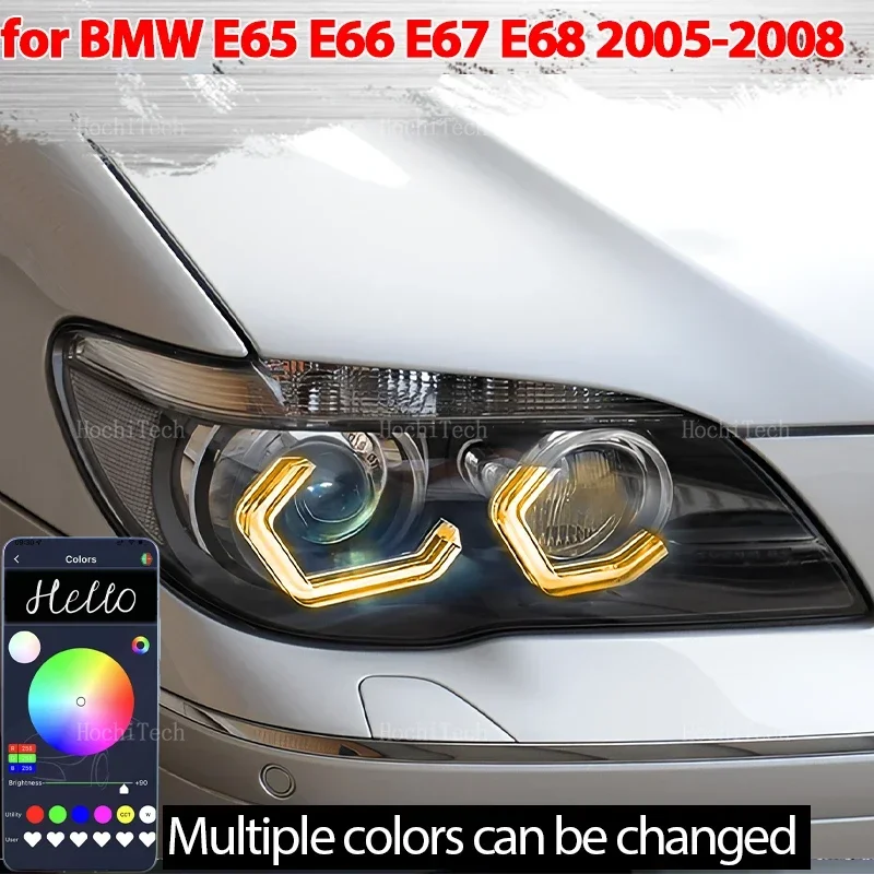 

RGB M4 style App control LED Angel Eyes Ring Lamp Автомобильные ходовые огни DRL для BMW 7 серии E65 E66 E67 E68 Alpina B7 2001-2008