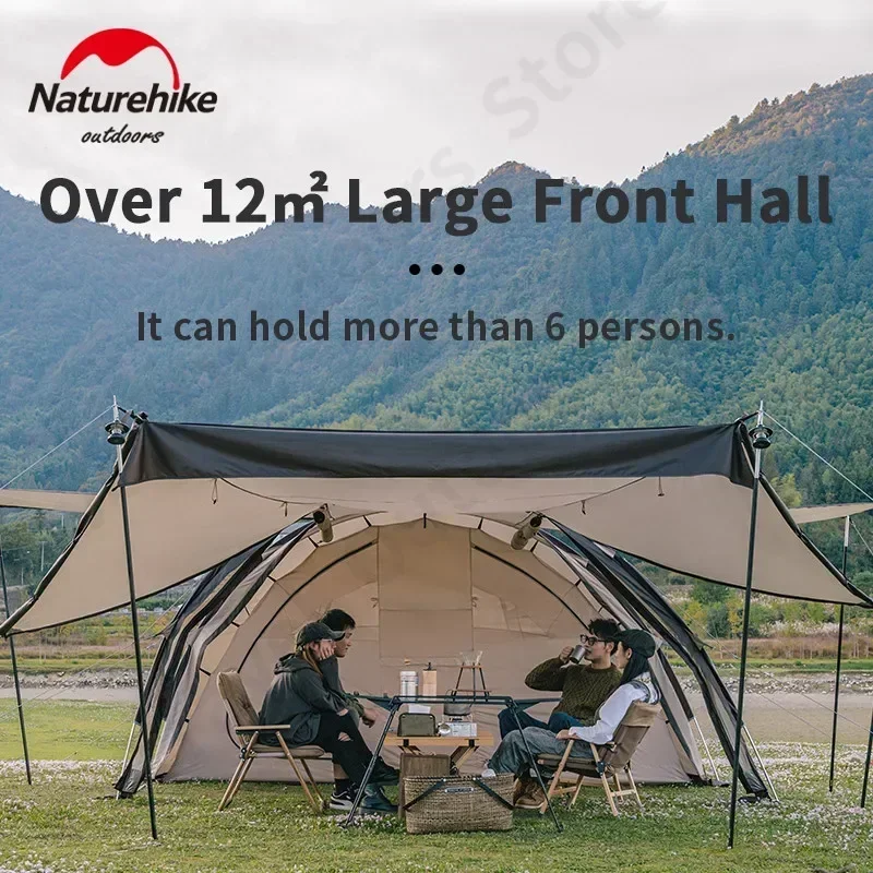 Naturehike 4-6 Persons Tunnel Tent Camping Large Space Portable 150D Oxford Cloth With Snow Skirt Hall Outdoor Picnic Shelter