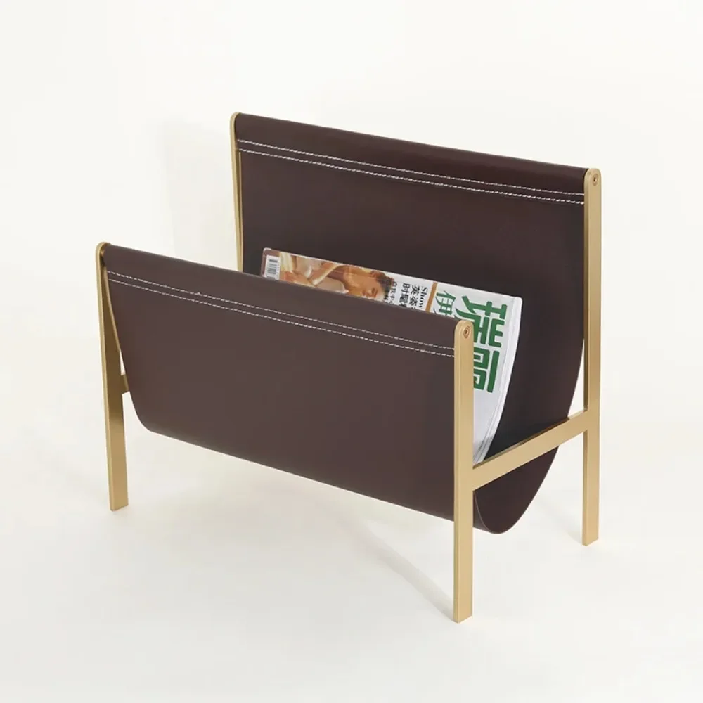 Estante Morno Cuero Para Libros Y Periódicos, Revistero Metal Simple Escandinavo Para Sala Estar, Almacenamiento Lateral Lib