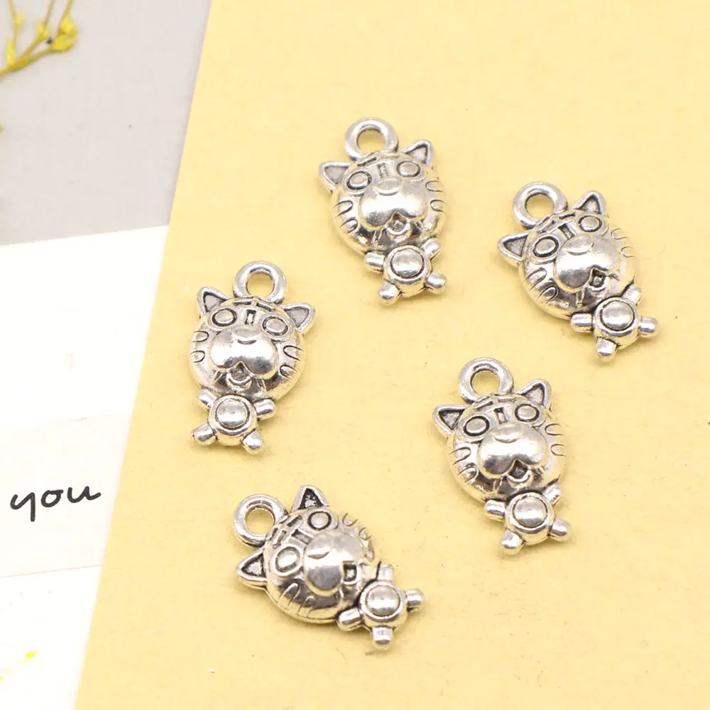 Jewelri For Woman Girls Craft Charms Tiger Antique Silver Color Pendants For Earrings 10x17mm 5pcs