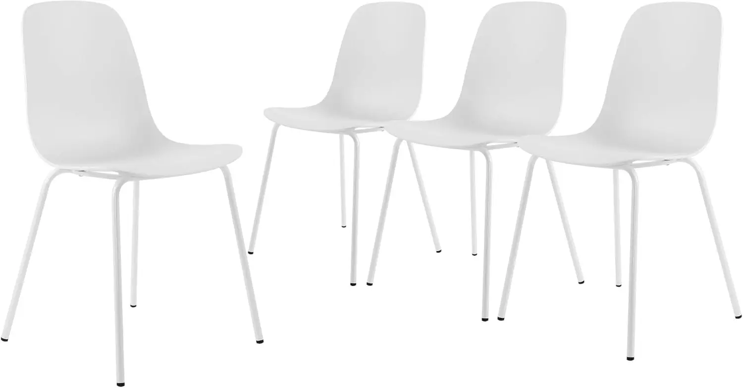 

Set Of 4 Dining Chairs With Legs For Kitchen Living Room(Matte White)