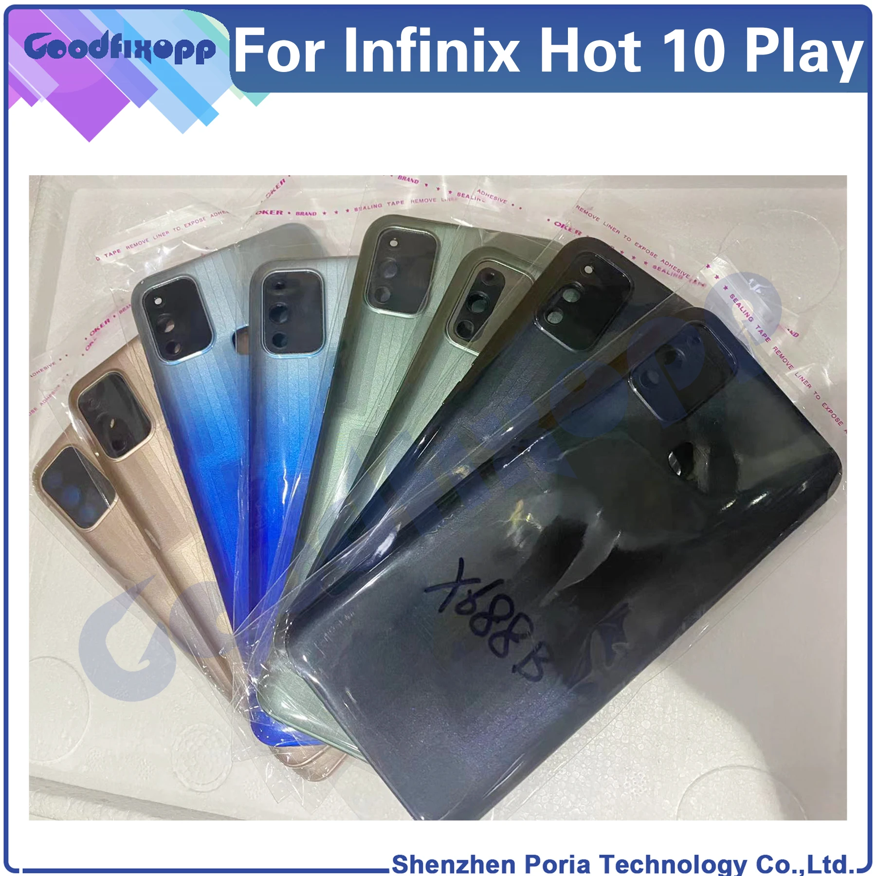 

For Infinix Hot 10 Play X688 X688B Back Cover Door Housing Case Rear Cover Battery Cover For Hot10Play Replacement