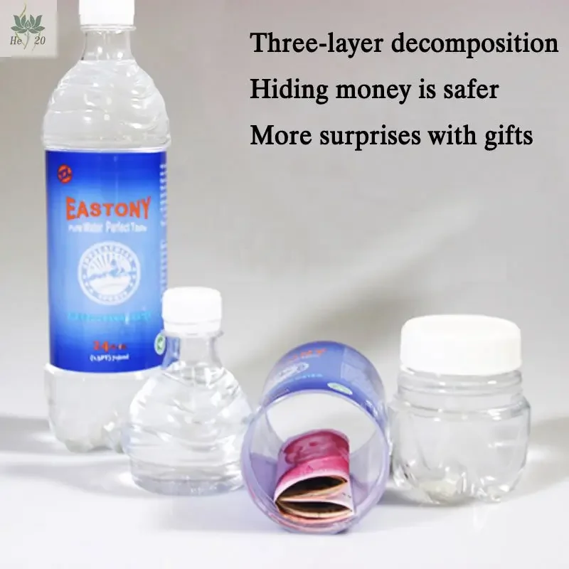 710ML Water Bottle Shape Diversion Surprise Secret Hidden Security Container Stash Safe Box Plastic Stash Jars Safe Organization