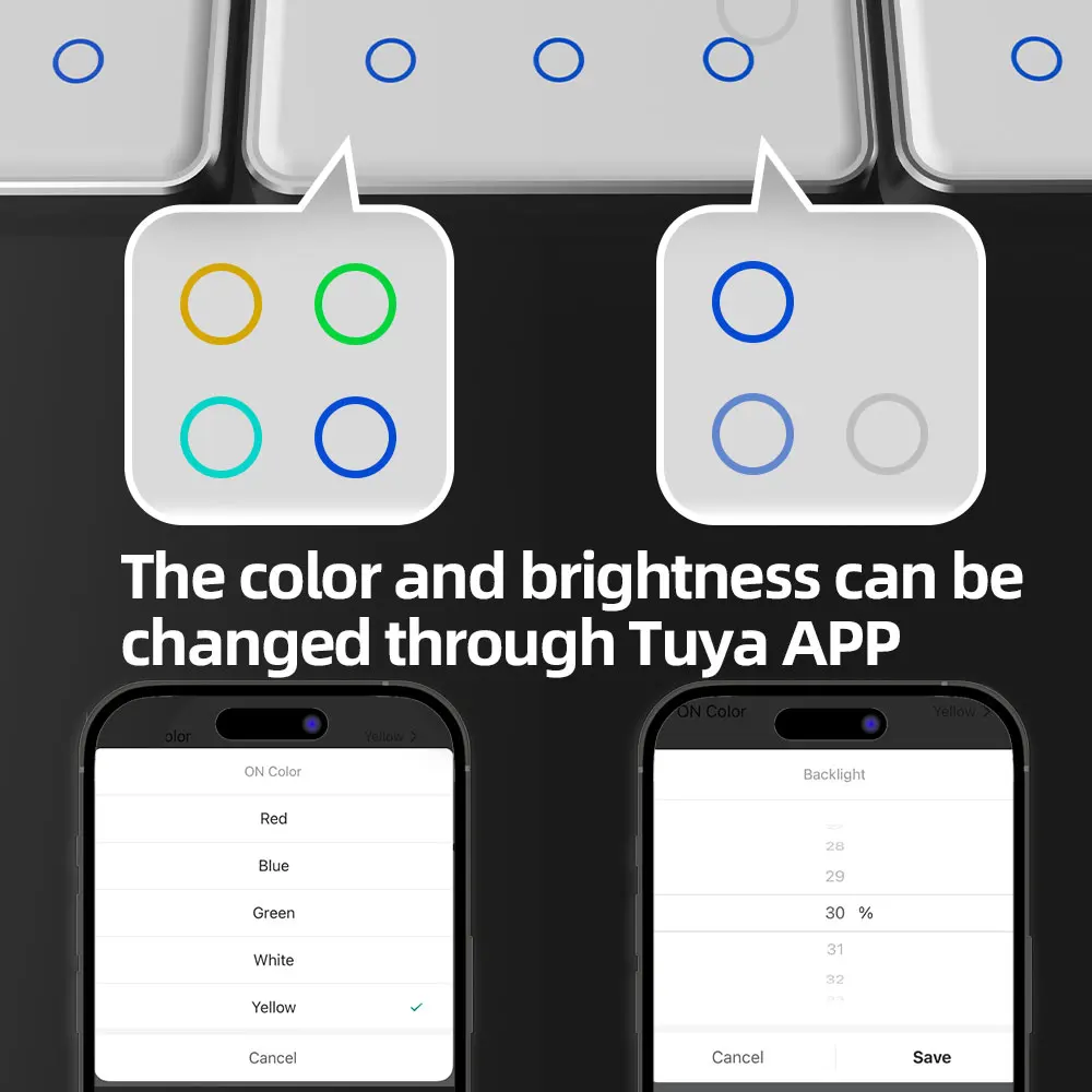 Zemismart Zigbee DIY Name Switch EU Type Smart Display Screen Light Touch Panel Switch Work with Tuya Smart Life App and Homey