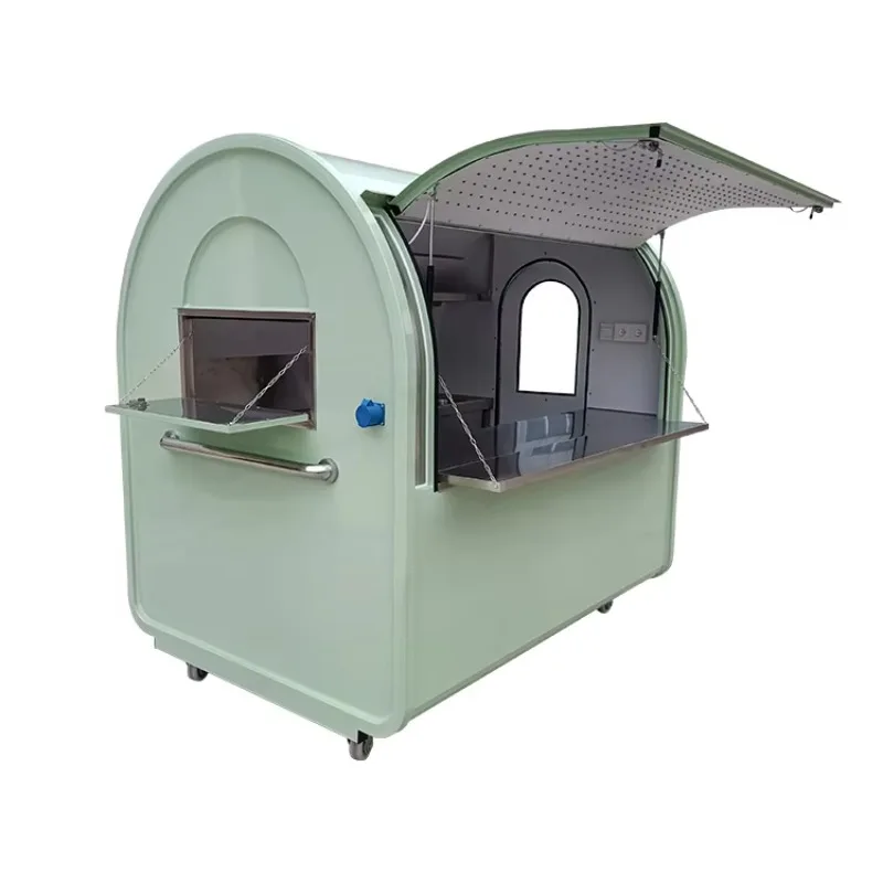 

Customized Hand Push Food Kiosk 2025 Wholesale Factory Manufacture for Coffee Ice Cream Boutique Stand with Small Wheels