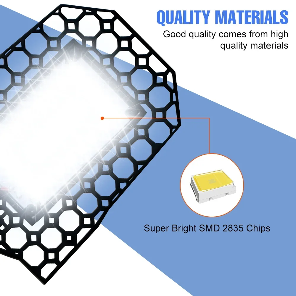 400 واط LED مصباح المرآب 220 فولت طوي تشوه لمبة E26/E27 ورشة عمل مصباح 110 فولت سطوع عالية موقف للسيارات مصابيح السقف #3