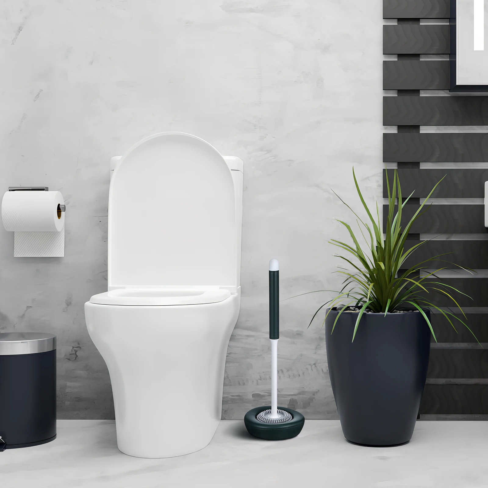 

1Set Toilet Brush and Holder Silicone Bristles High Cleanliness Modern Bathroom Accessory Toilet Brush