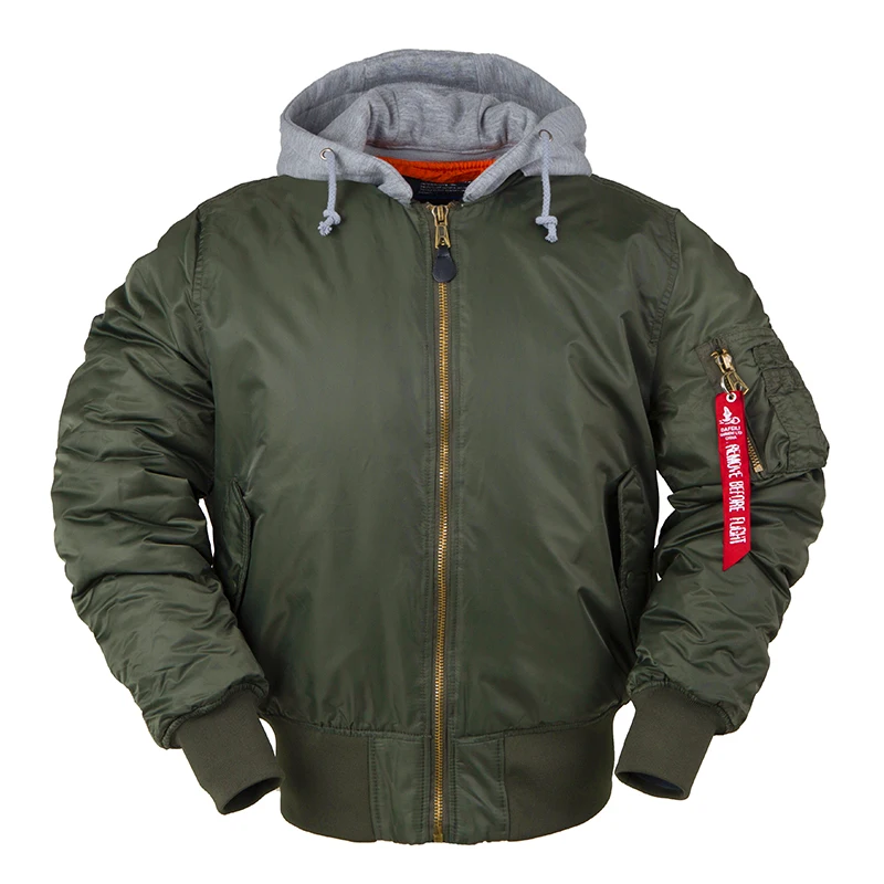 

New aw winter bomber flight jacket MA-1 with hood streetwear clothes mens clothing hip hop baseball letterman oversized varsity