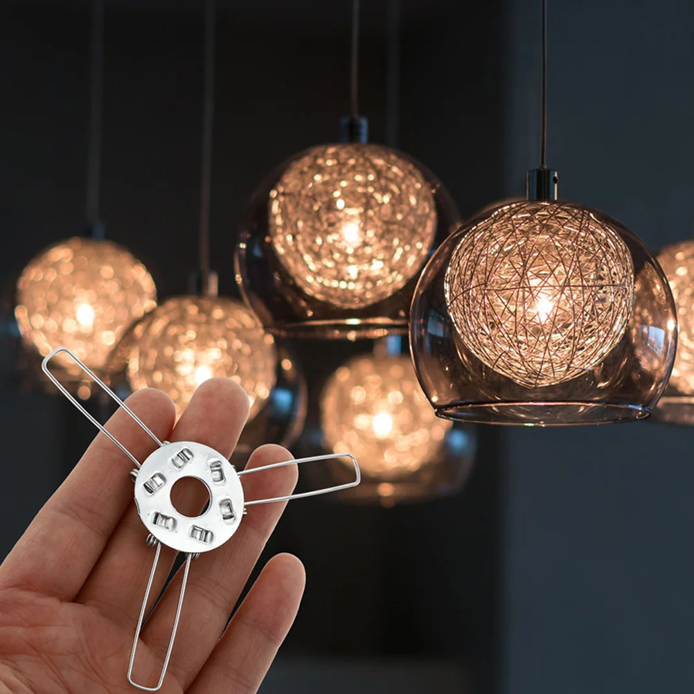 24 szt. Trójramienne uchwyty do lamp, klipsy 140 mm, metalowe sprężynowe mocowania do rattanu, bambusa, szklanych abażurów, do samodzielnego montażu opraw oświetleniowych, srebrne.