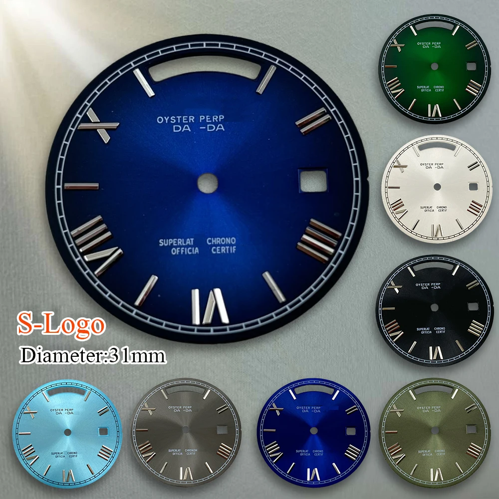 31mm s logotipo gradiente roma dial adequado para 8285 movimento sem luminoso de alta qualidade relógio modificação acessórios ferramentas reparo