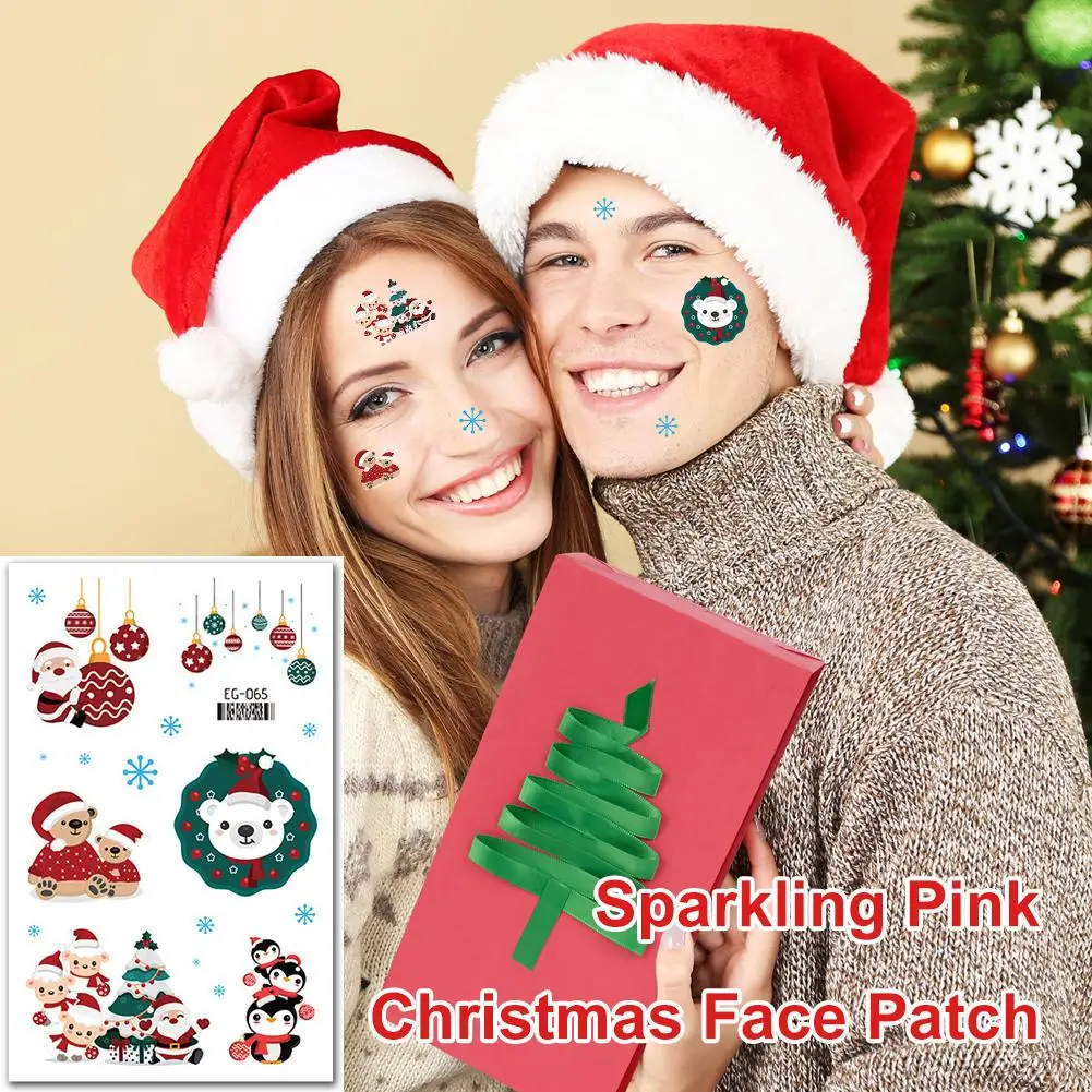 بريق عيد الميلاد ملصقات الوجه مقاوم للماء ندفة الثلج المتاح لصاقات وشم الكرتون بريق ملصقات 2026 جديد ديكور الوشم