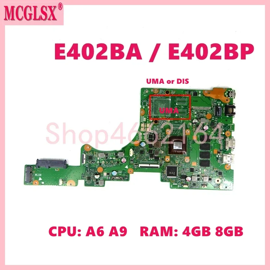 E402BA E2 A6 A9 CPU 4GB 8GB-RAM Mainboard For ASUS E402BA L402BA X402BP F402BA E402BP F402BP L402BP X402BA Laptop Motherboard