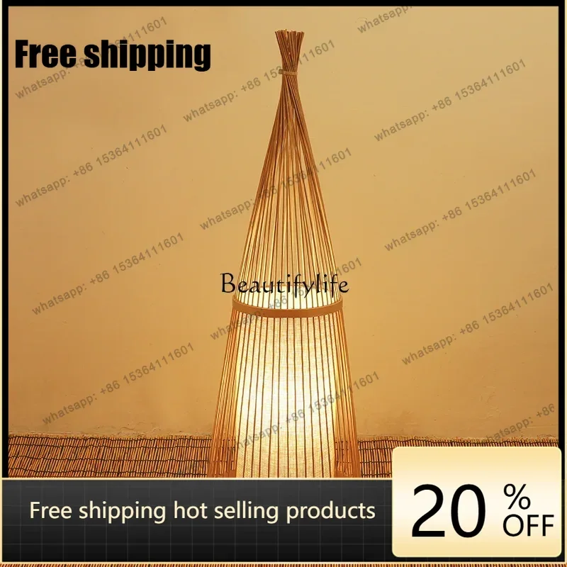 Factory DirectJapanese Style Bamboo Artwork Floor Ornaments New Chinese Style Zen Decoration