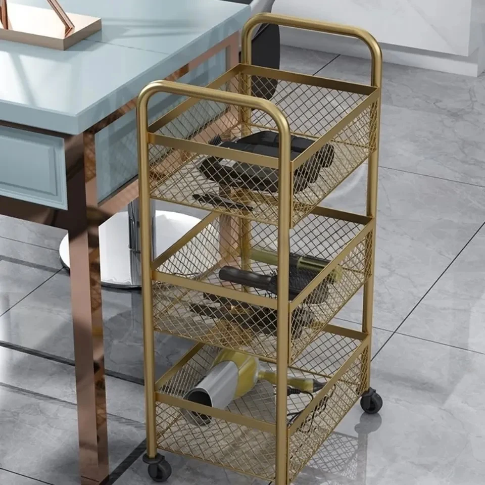 Minimalist Beauty Cart Trolley Storage Rack Wheels Barbershop Nail Salon Special Tool Cart Snack Storage Rack Kitchen Roll