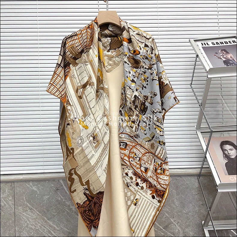 Brand Winter Luxury Scarf Women Designer Mulberry Cashmere Scarfs Hand Roller Pashmina Shawls Paris Street Stole Cape 140cm