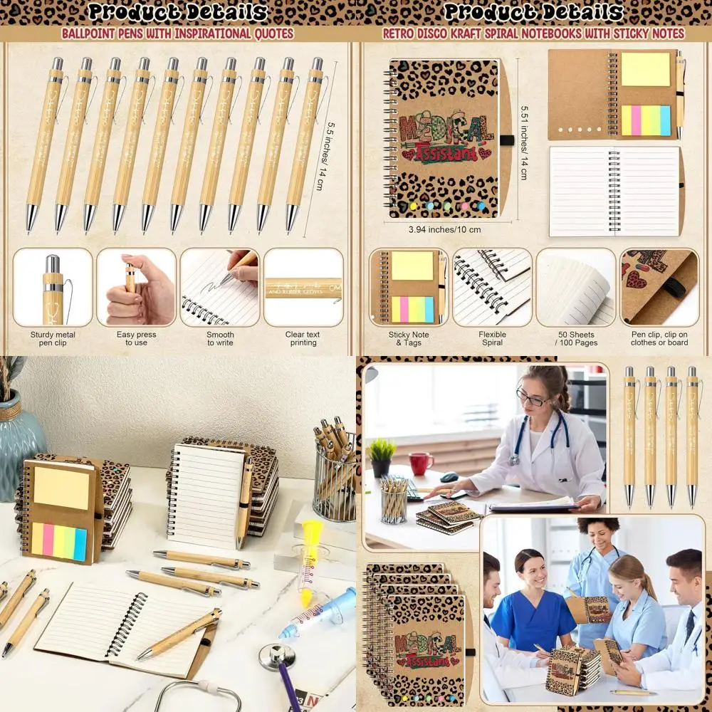 

2026 Medical Assistant Gifts: Bulk Leopard Print Notebooks, Pens & Sticky Notes for Women in Healthcare