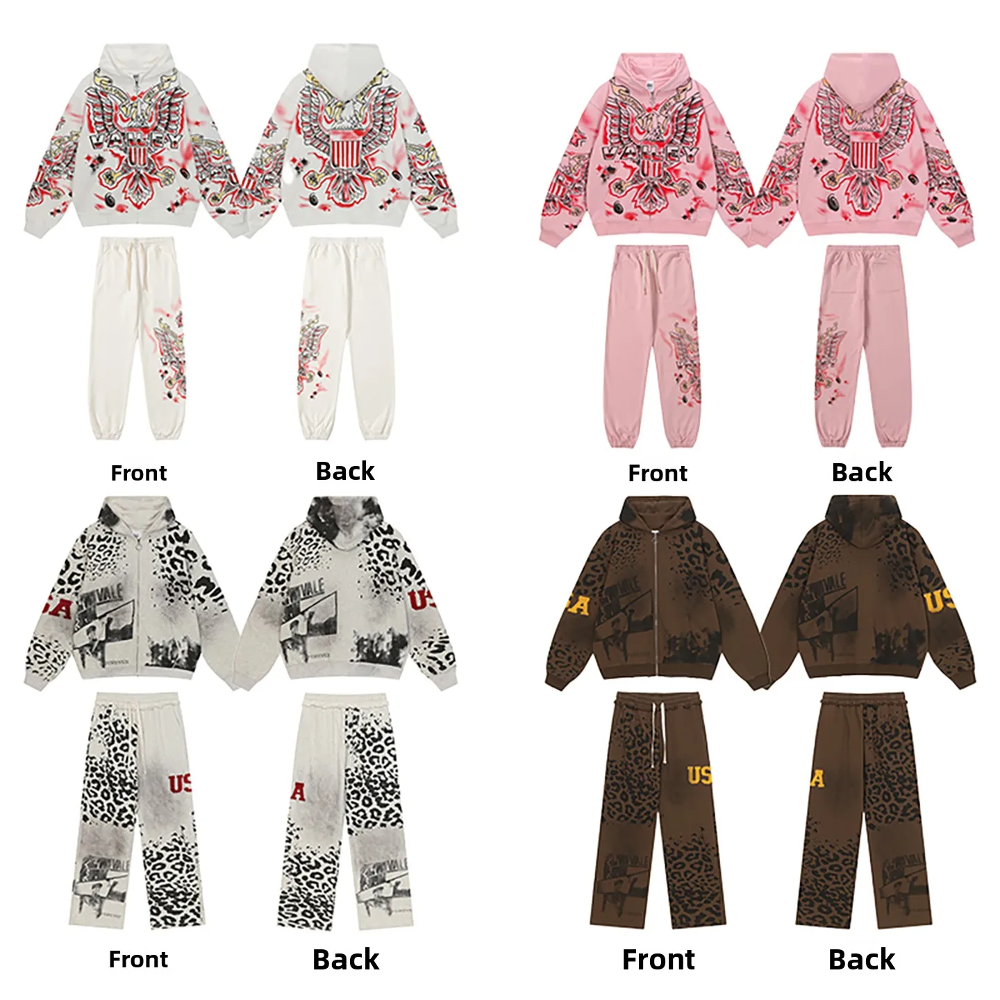 

Модный толстовочный комплект с абстрактным принтом: уличный стиль, повседневный, спортивный, свободный крой, гарантированное тепло