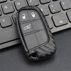 Étui en Silicone pour clé intelligente, en Fiber de carbone, pour Jeep Grand Cherokee Compass Renegade, Dodge Journey Durango, Fiat 500X, Chrysler 300