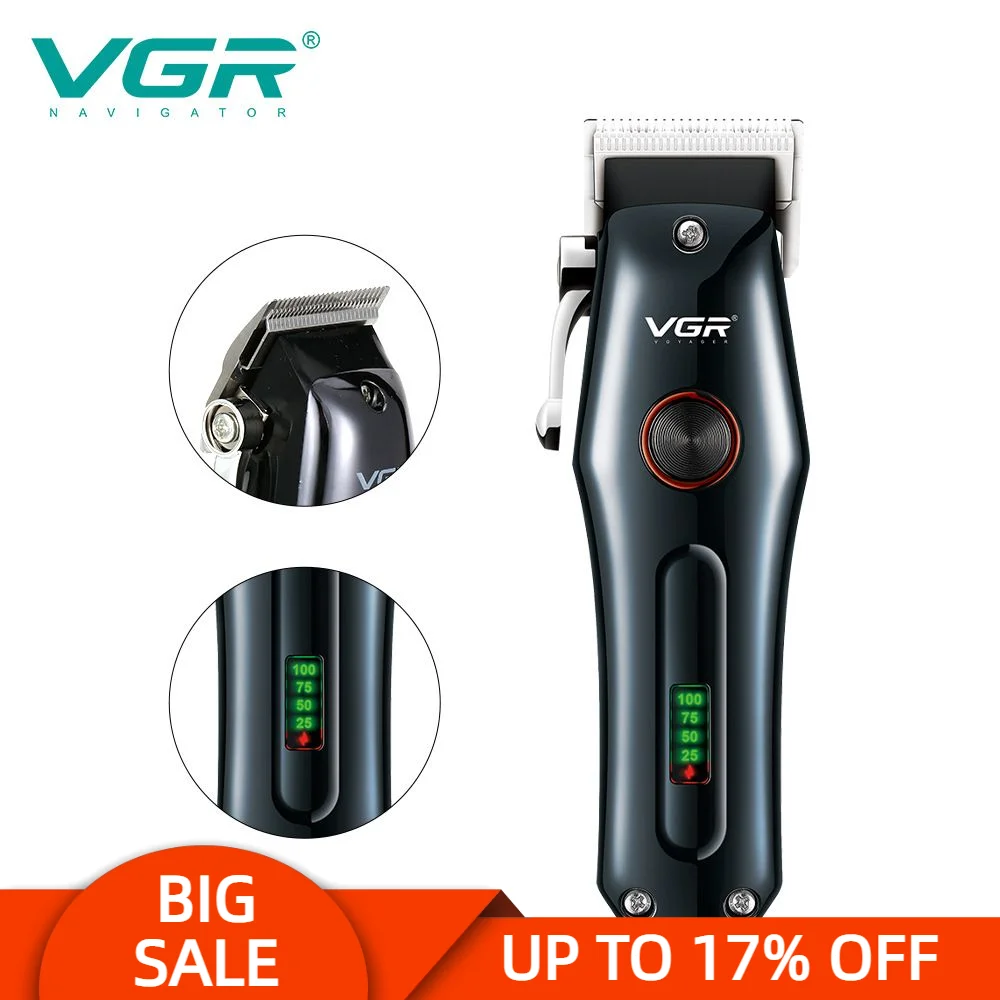 VGR V-969 Hair Clipper Professional Rechargeable Personal Care Electric Trimmer USB LED Screen Washable Reduction Barber VGR 969