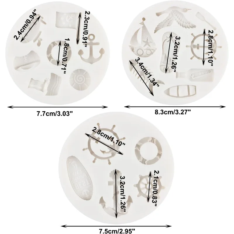 Beach Ocean Series Silicone Mold Cake Decoration Fondant Molds Mini Slipper Sailboat Candy Mould Cupcake Chocolate Moulds