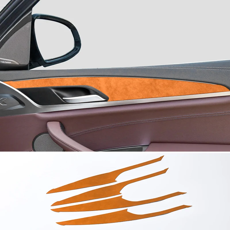 لسيارات BMW X3 G01 G08 X4 G02 مقبض الباب الداخلي إطار الكسوة الزخرفية ملصق مصنوع من الكانتارا اكسسوارات ضبط السيارات الداخلية 4 قطعة #4
